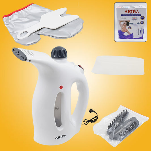 Portable handheld garment and facial steamer by Wukusy, compact device for skin and fabric steaming.