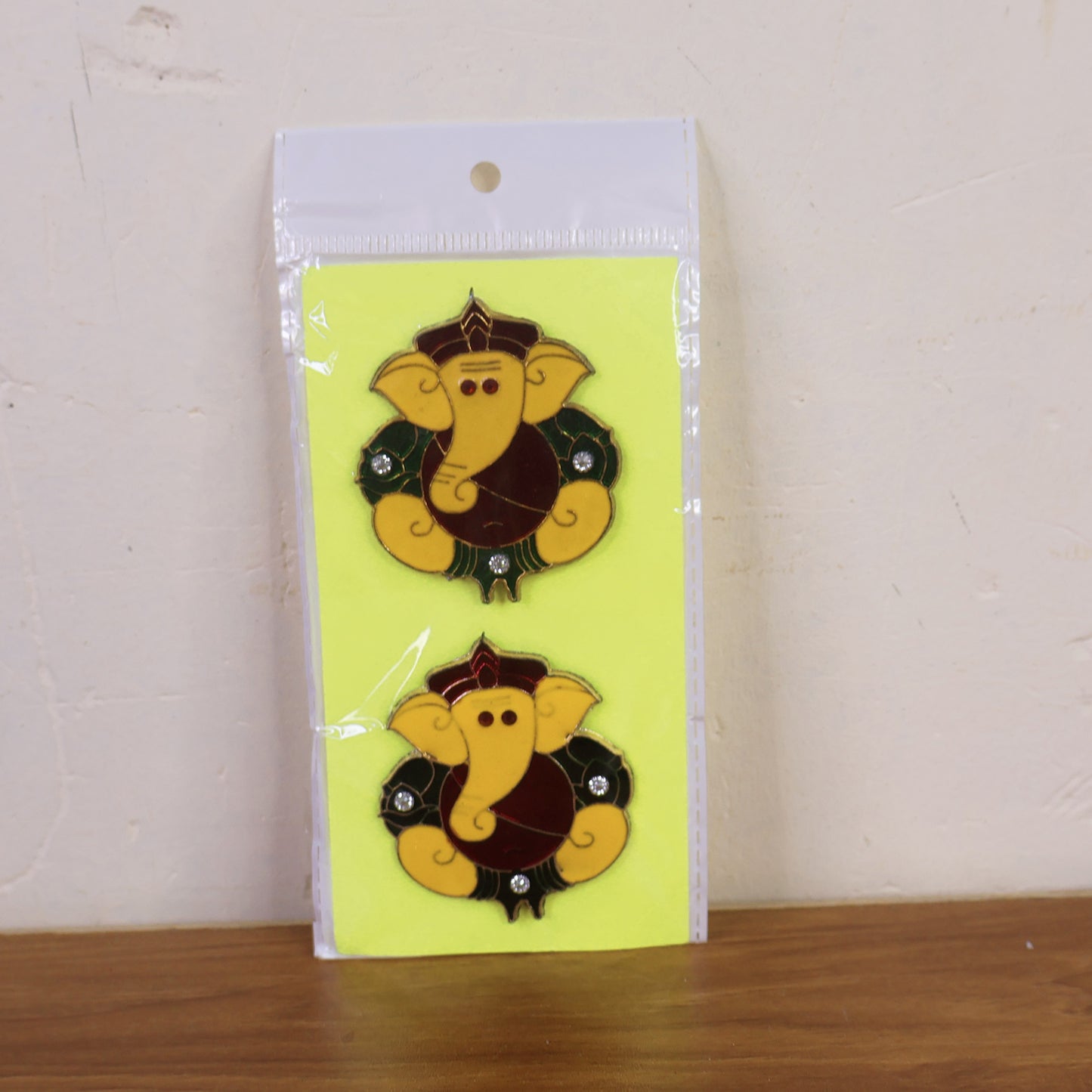 Decorative Lord Ganesha wall hanging stickers, 2-piece set for home decor, featuring intricate Ganesha designs by Wukusy.