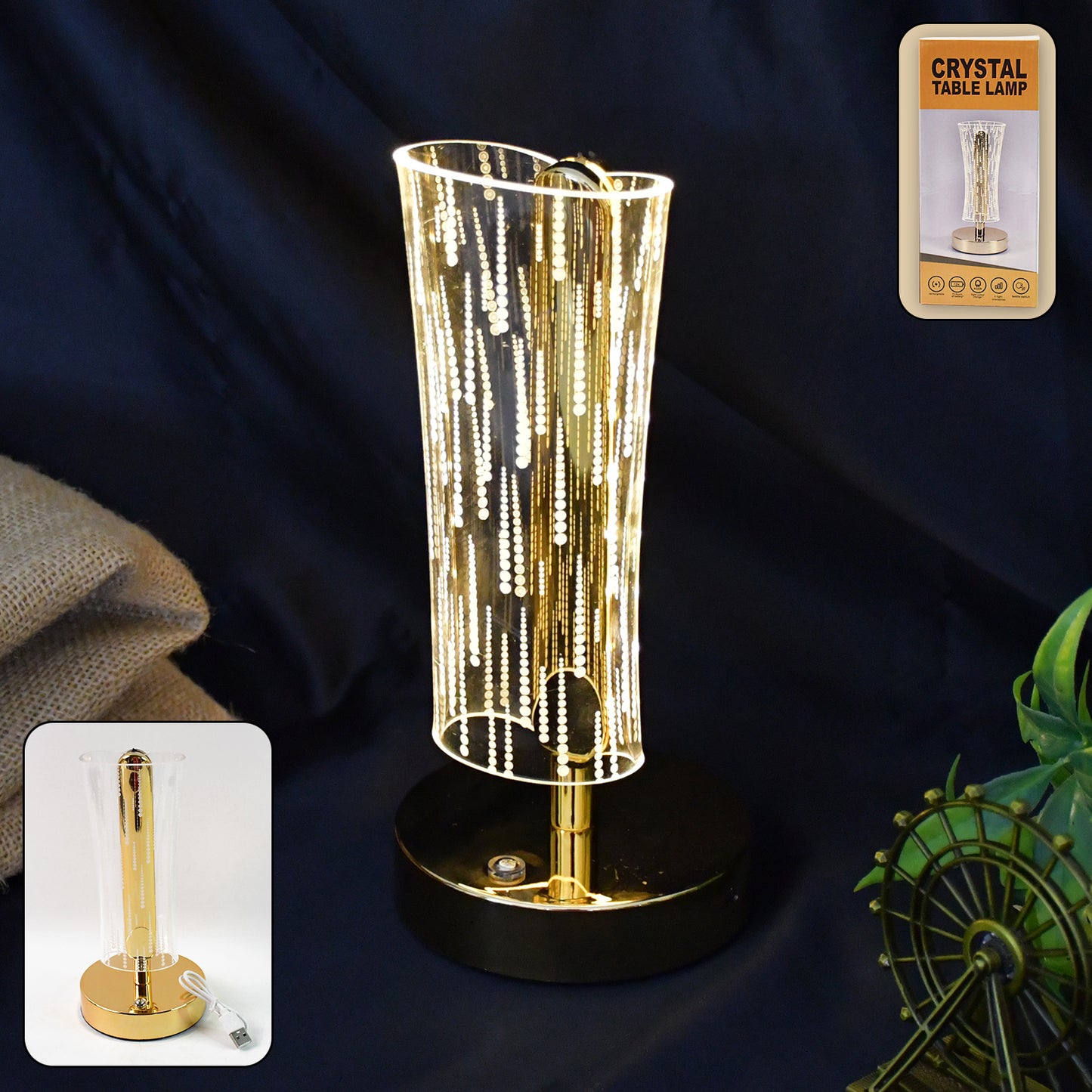 Wukusy luxury crystal table lamp for home decor, featuring elegant design with crystal accents and a sleek base.