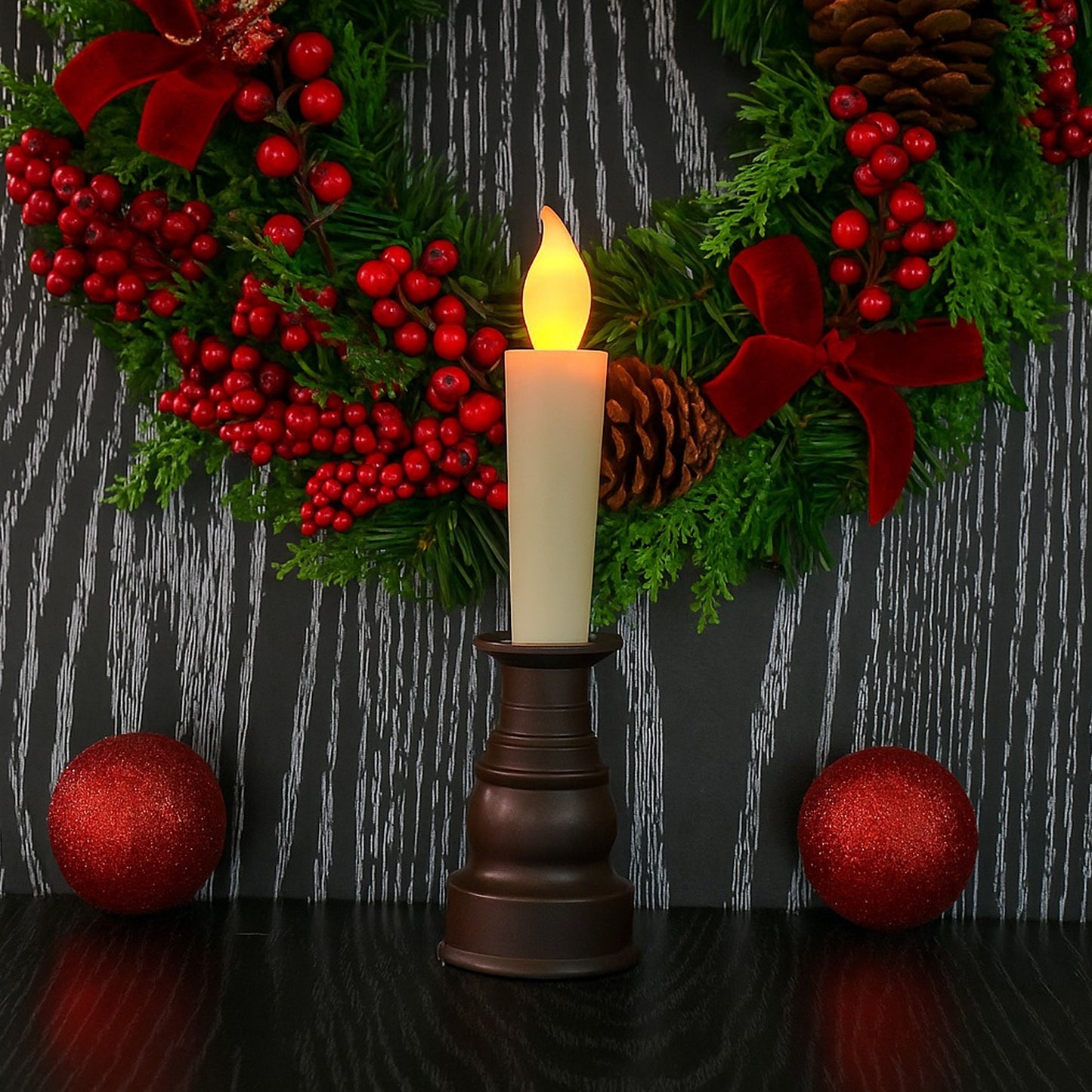 Wukusy premium LED flameless candle with holder, home decor, realistic flickering light, decorative candle for ambiance.