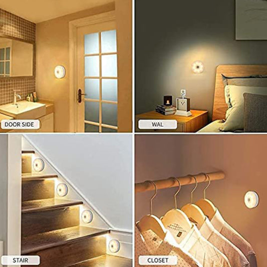 Wukusy round-shaped 8 LED motion sensor induction LED light for home decor, providing energy-efficient illumination.