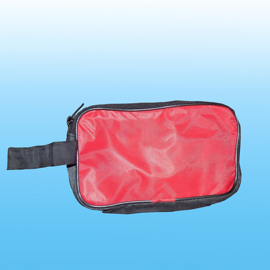 Red Wukusy portable travel hand pouch shaving kit bag for multipurpose home improvement and personal grooming.