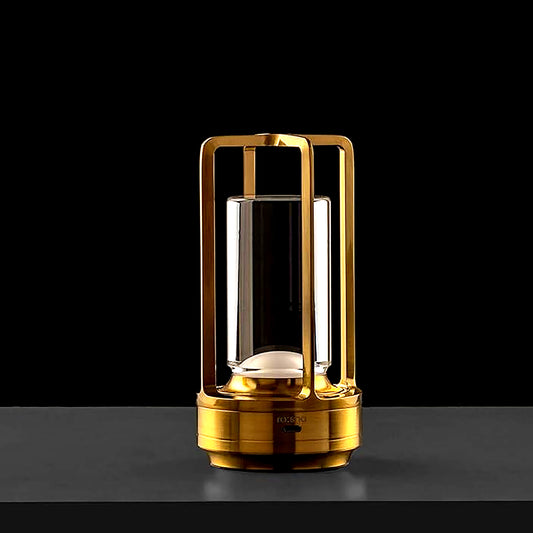 Wukusy crystal lantern table lamp with rechargeable cordless LED, three color options, ideal for restaurant or bedroom lighting.