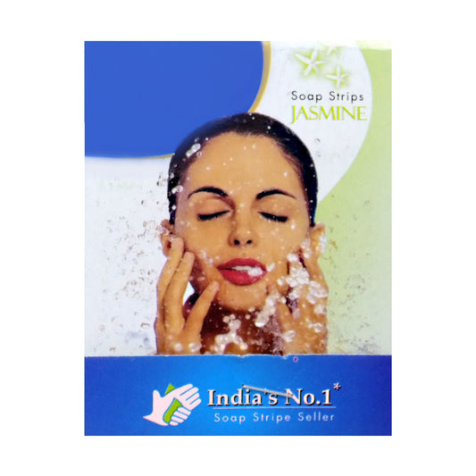 Wukusy Fresh Paper Soap Strips for travel, jasmine scented, hand wash, 100-piece pack, compact and convenient for hygiene on the go.