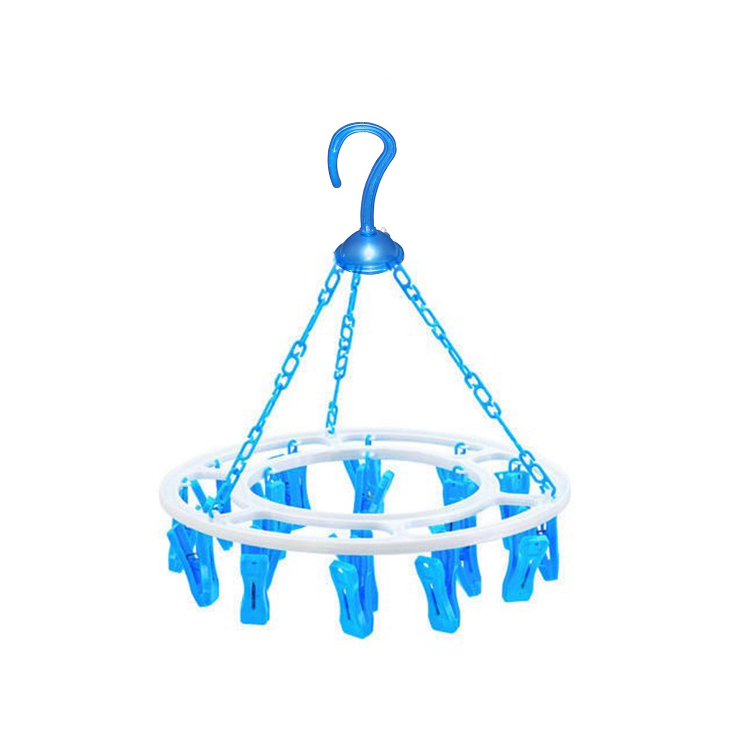 Wukusy plastic round cloth drying stand with 24 multicolour clips for home laundry drying and clothes organization.