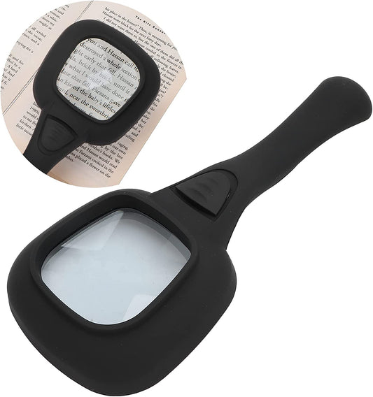 Wukusy 1607 handheld magnifying glass with 6 LED lights, ideal for seniors reading, inspecting coins, jewelry, and soldering.