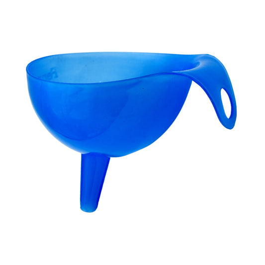 Wukusy plastic funnel for pouring oil, sauce, water, juice, or powders, food-grade plastic, small size for kitchen use.