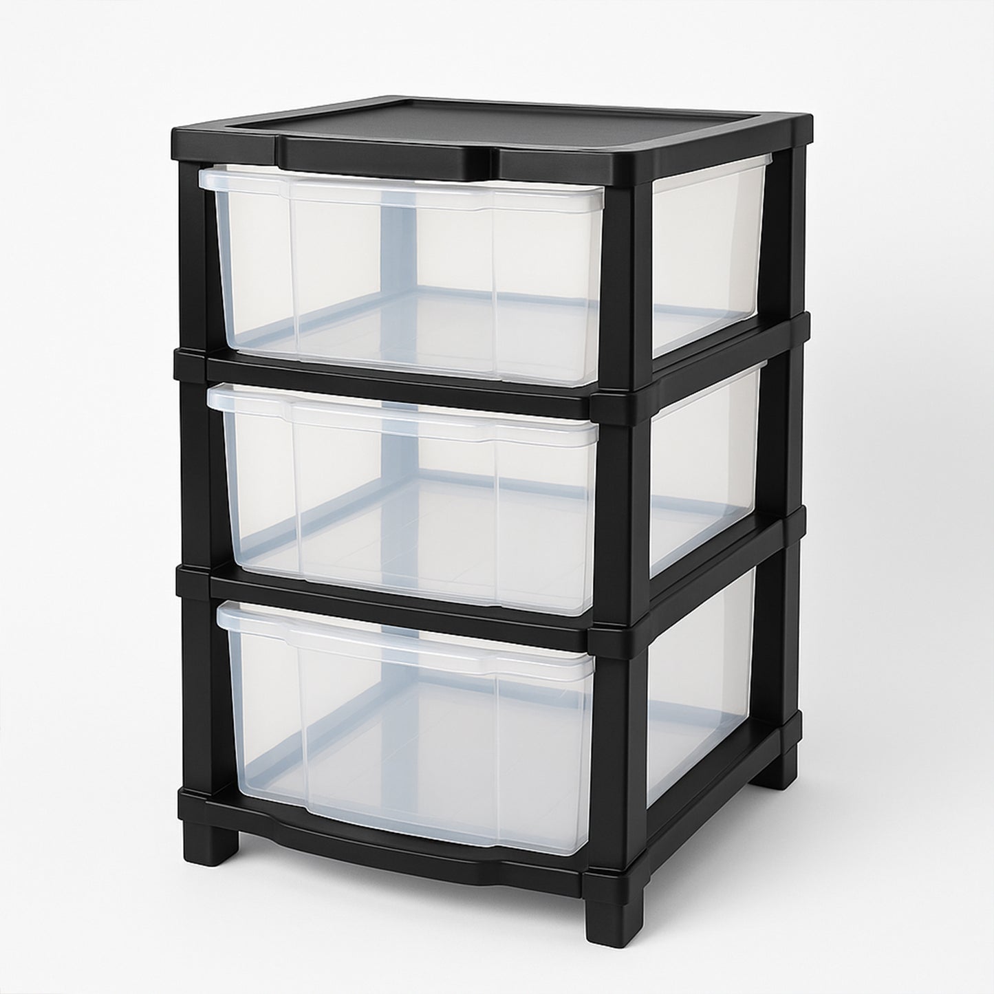Wukusy 3-layer transparent drawer storage organizer for home improvement, with clear plastic compartments for organizing small items.