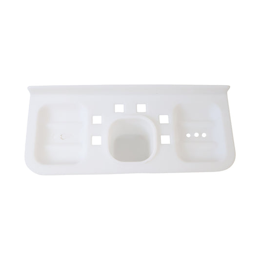 Wukusy 4-in-1 plastic soap dish and tray set for bathroom and kitchen, featuring multiple compartments and drainage.