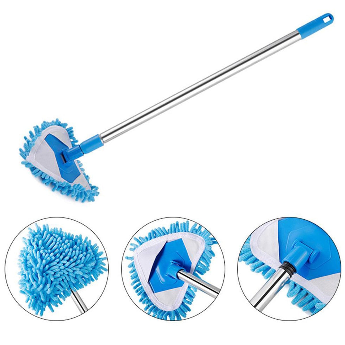 Wukusy stainless steel triangle mop for cleaning dusty and wet floors and tiles in home improvement projects.