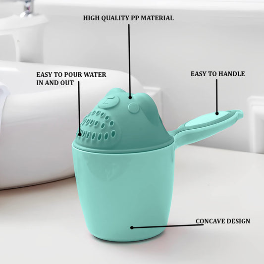 Wukusy baby shampoo shower cup, soft water tumbler for safe infant bathing, featuring a gentle water scorpion design.