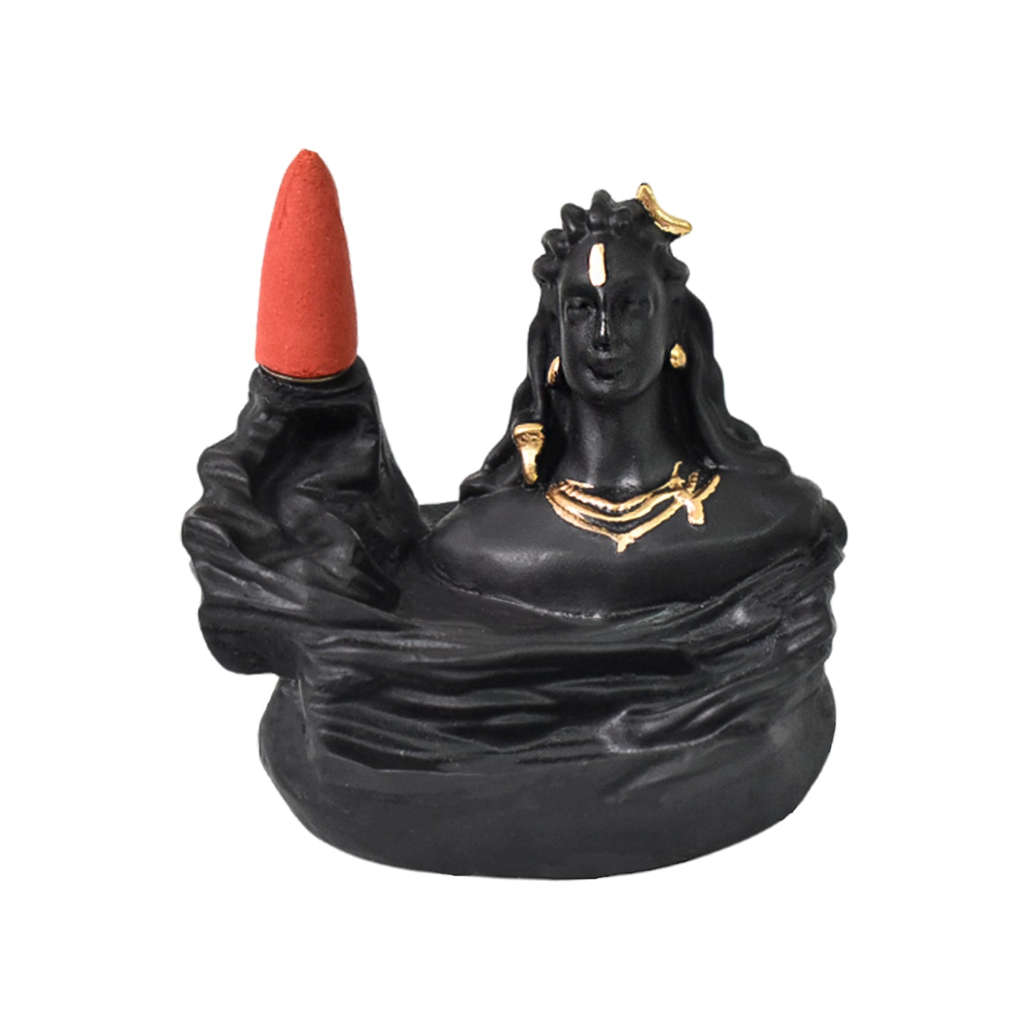 Wukusy Adiyogi Shiva backflow incense holder with fountain design, decorative home improvement burner for incense smoke.