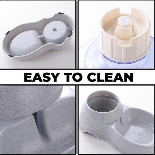 Wukusy automatic pet water dispenser with gravity-fed drinking bowl for cats and dogs, ideal for home pet hydration needs.