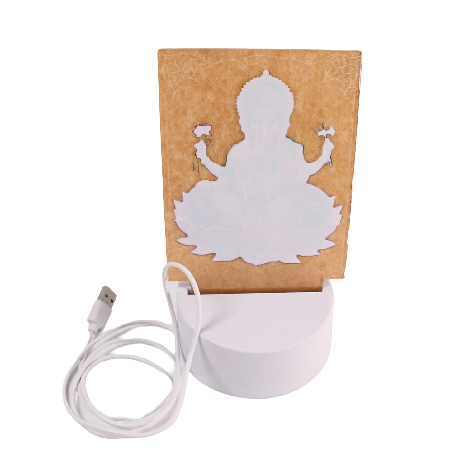 3D Lord Ganesh wall frame by Wukusy with soft white LED light, decorative home improvement piece featuring intricate design.
