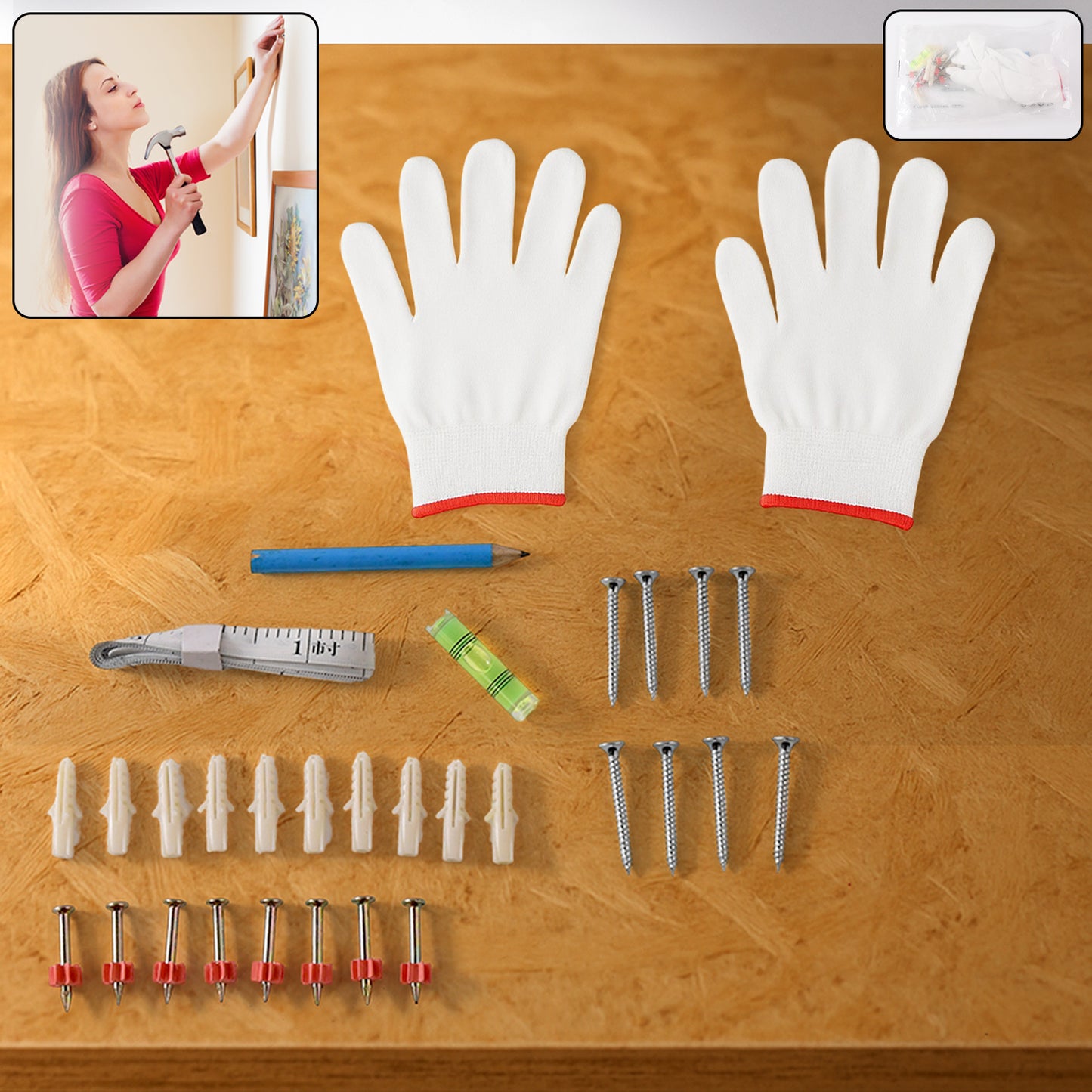 Wukusy comprehensive DIY wall mounting kit with screws and brackets for home improvement projects.