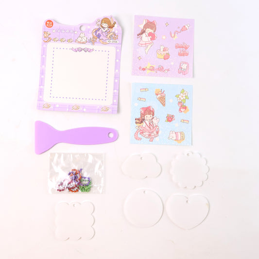 Wukusy DIY Shrink Art Keychain Making Kit for Kids, home improvement craft set with colorful shrink plastic and keychain accessories.