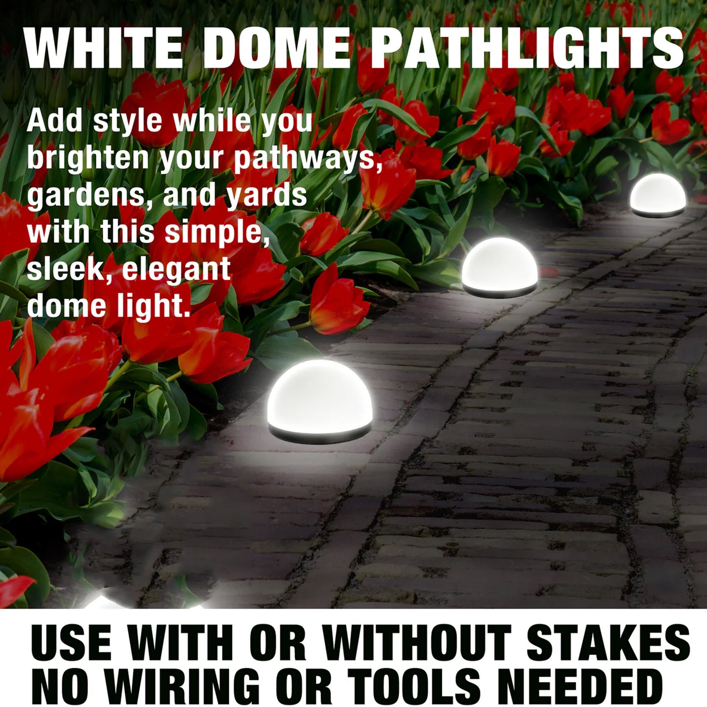 Wukusy Dome Solar Garden Light Set with four outdoor lights, ideal for illuminating pathways and garden areas.