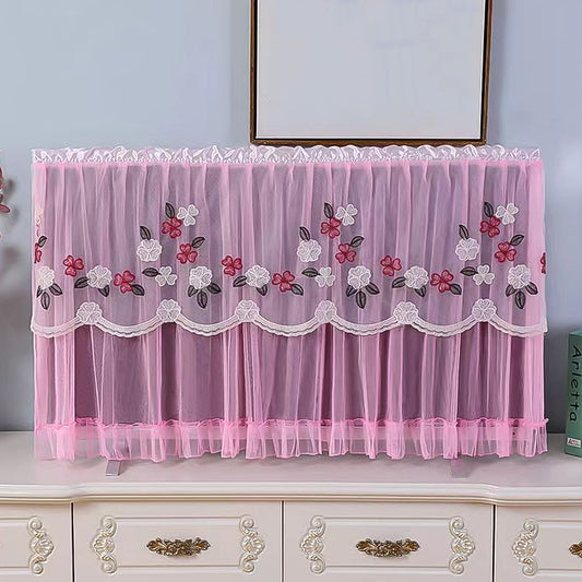 Wukusy 65-inch dustproof cloth cover protecting indoor TV screen from dust and scratches in a home setting