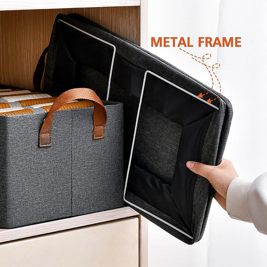 Foldable cloth storage organizer bag with handles from Wukusy, 46x27cm, ideal for home organization and space-saving storage.