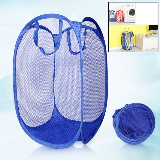 Wukusy foldable collapsible mesh laundry bag in mixed colors, ideal for home organization and laundry storage.