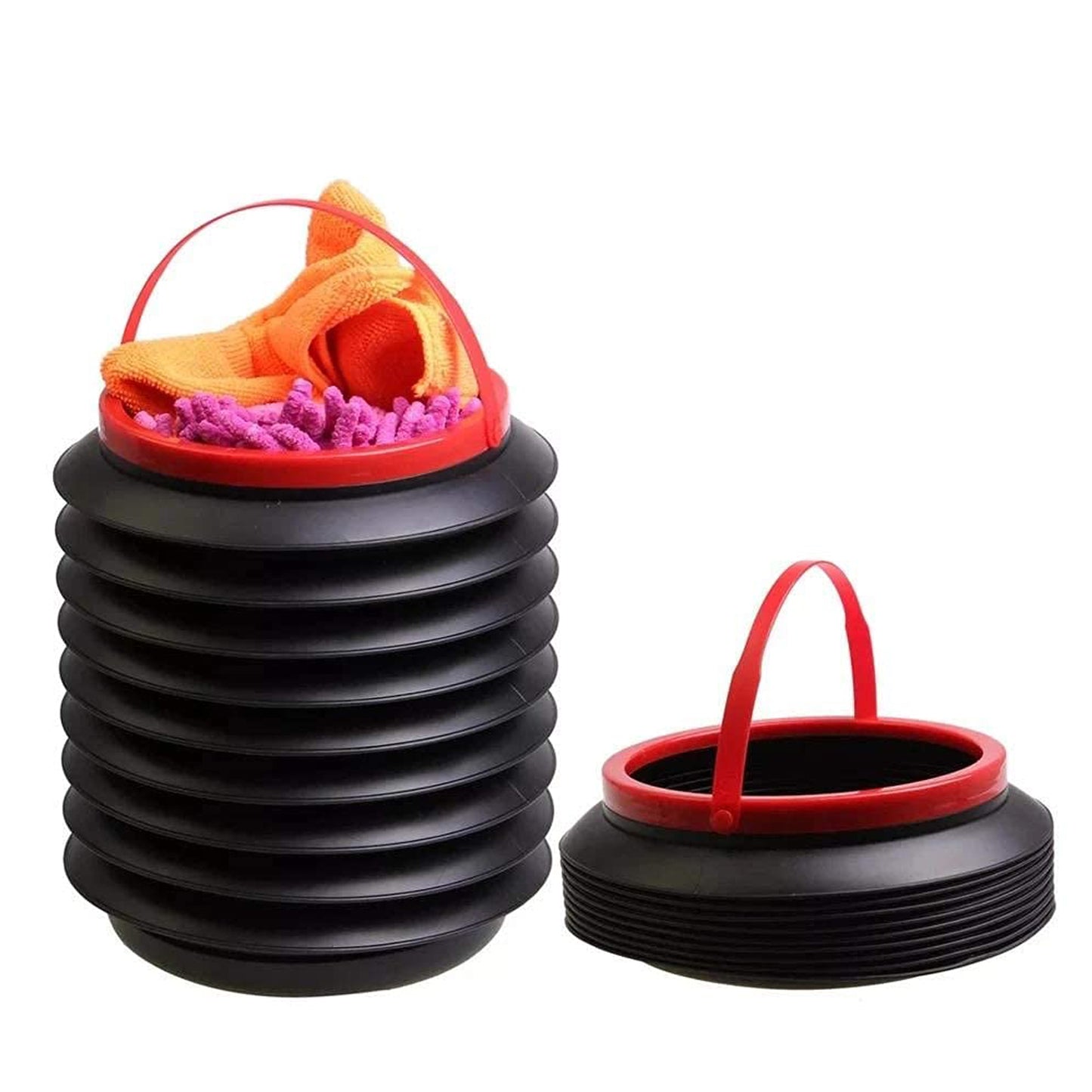 Foldable Wukusy storage bucket, versatile water container and dustbin for home, car, and kitchen use, easy to fold and carry.