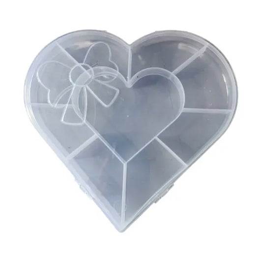 Heart-shaped plastic bead storage organizer box by Wukusy, perfect for organizing small craft or jewelry beads.