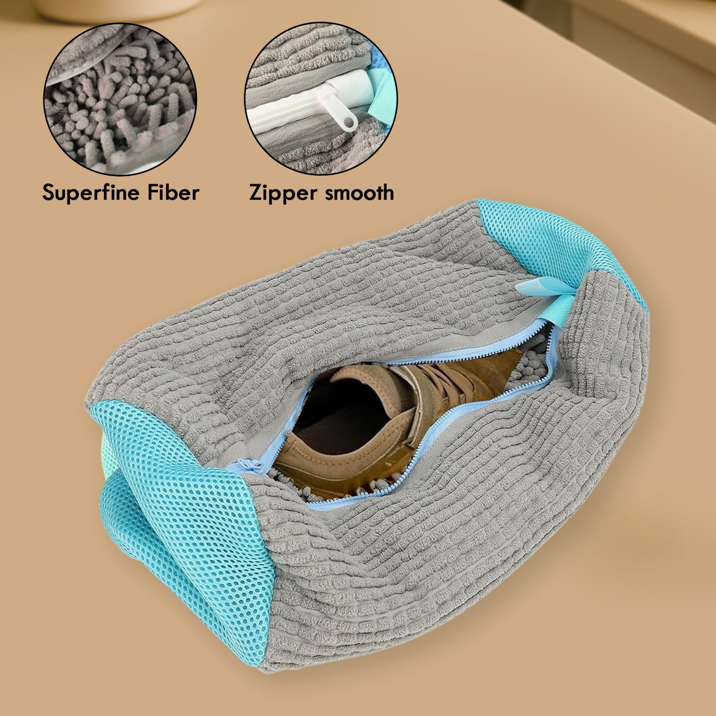 Wukusy heavy-duty reusable shoe washing bag for washing machine, durable mesh bag for shoe cleaning and laundry protection.