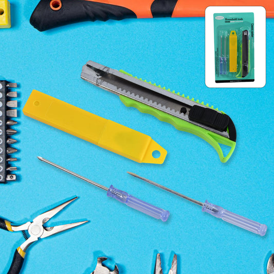 Wukusy heavy-duty cutter knife set with replacement blades and screwdrivers, ideal for home improvement and DIY projects.