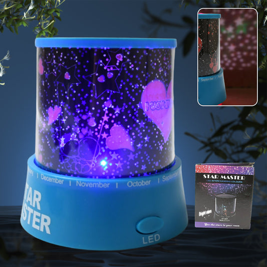Wukusy LED projector night light with rotating lamps and music function, ideal for kids' bedrooms and home decoration.