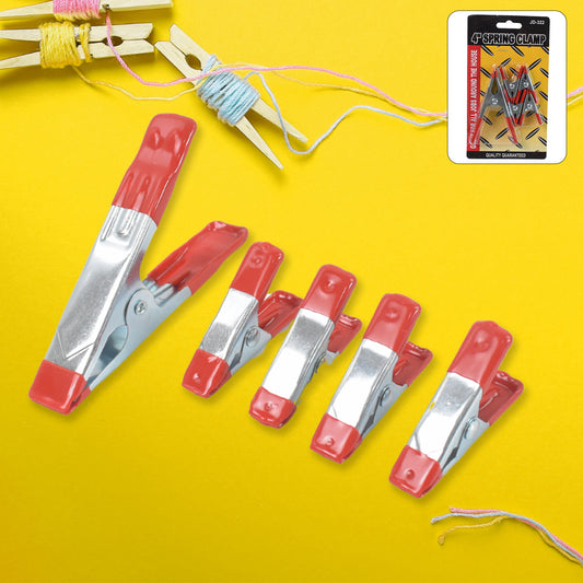 Set of 5 heavy-duty Wukusy metal spring clamps for home improvement, featuring strong metal clips for versatile securing tasks.