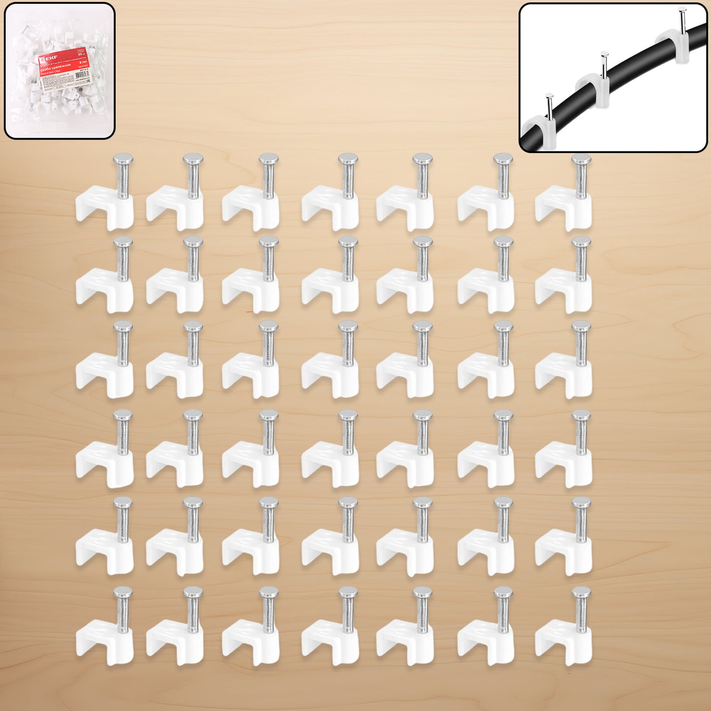 Wukusy nail cable clips for wire management, 10mm size, set of 50, used to secure and organize wires at home.