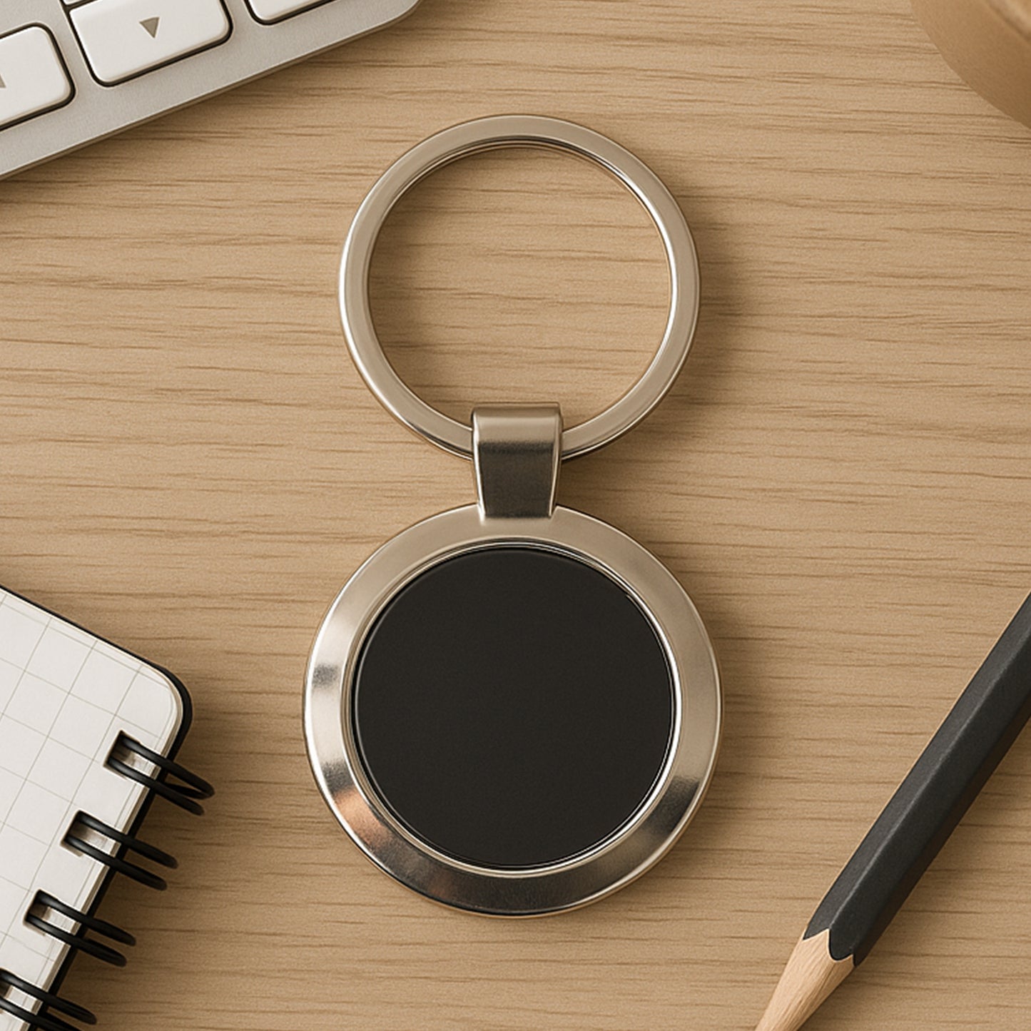 Wukusy premium round metal keychain for home improvement, durable circular key accessory with a sleek finish.
