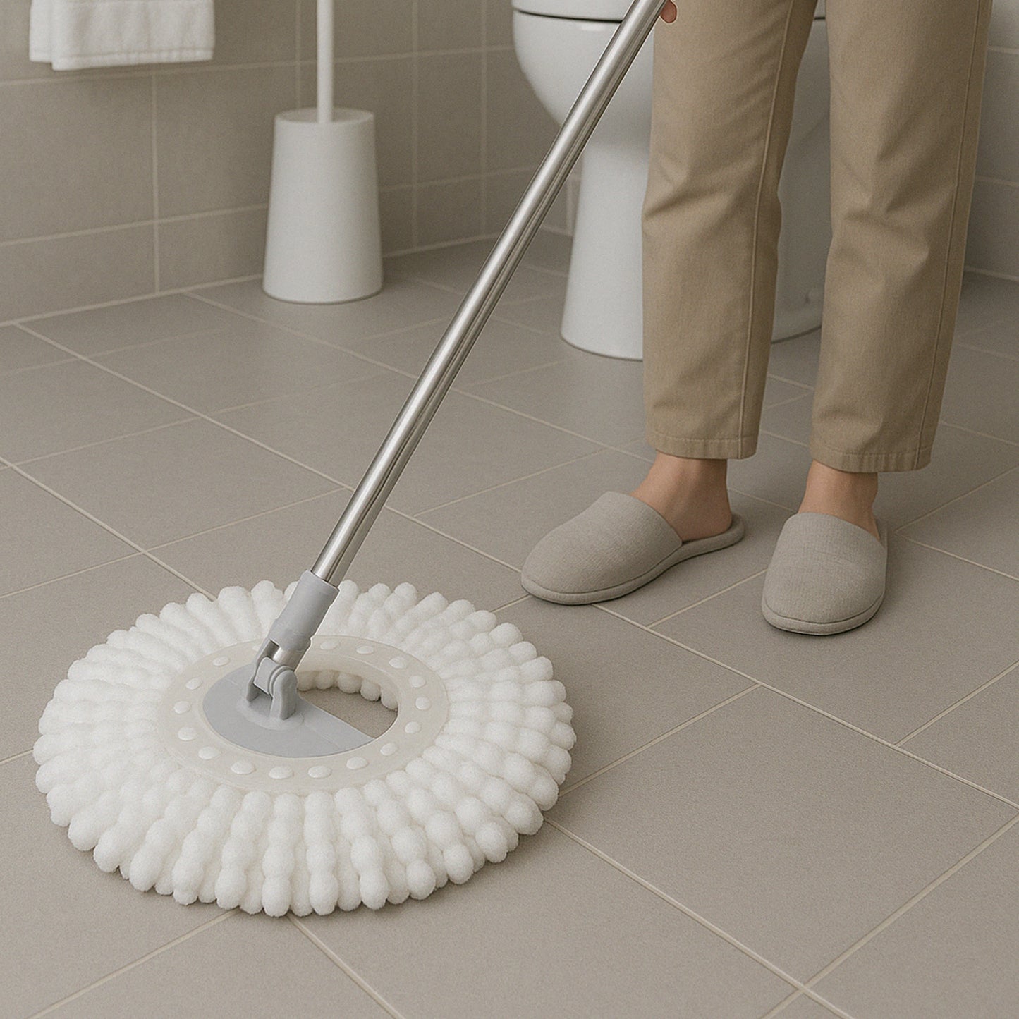 Wukusy Pro Clean Magic Mop refill head for home cleaning, showing durable microfiber material and easy attachment design.