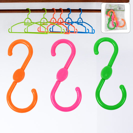 Set of three Wukusy S-shape plastic hooks for hanging clothes, ideal for home organization and closet storage.