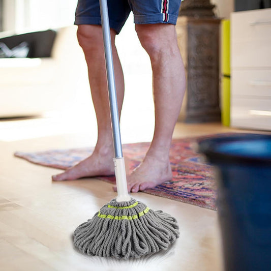 Wukusy Squeeze Twist Mop with stainless steel handle, self-wringing design for easy floor cleaning, 1-piece home improvement tool