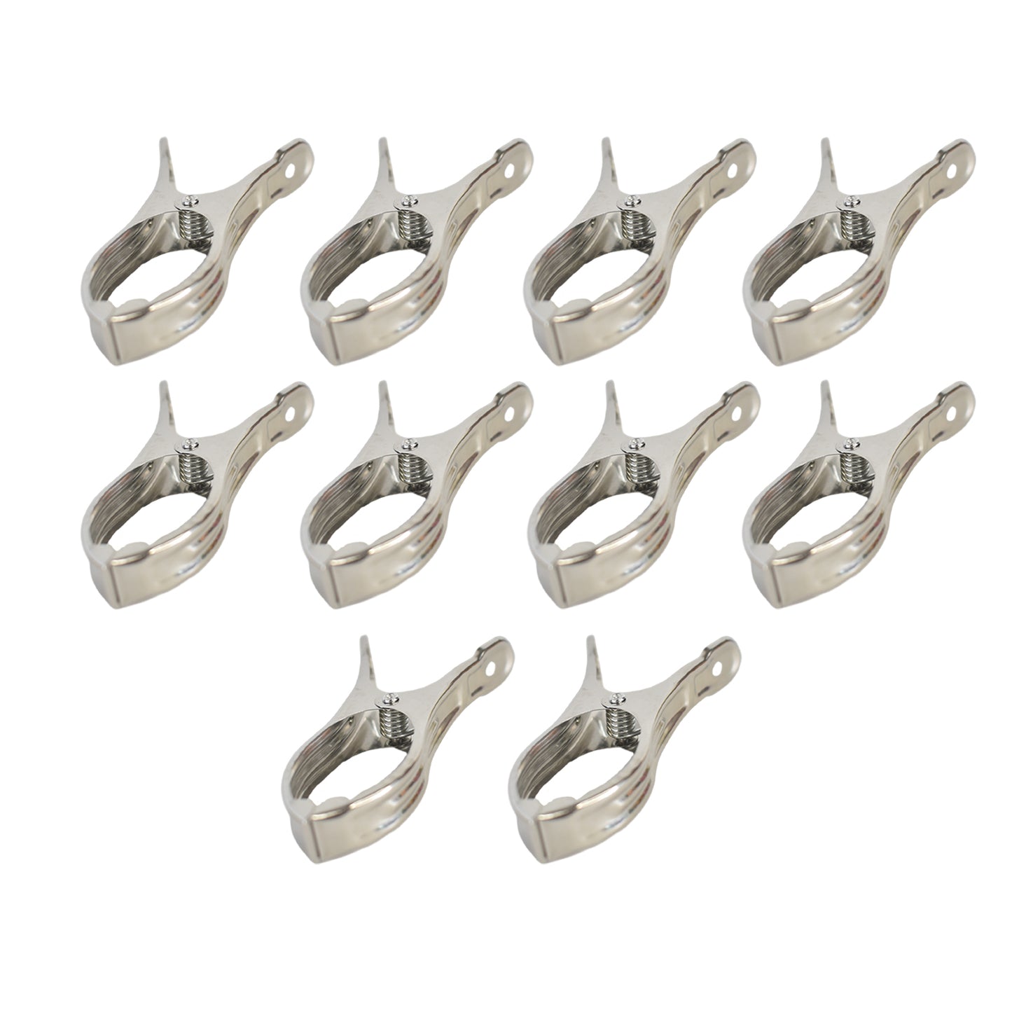 Set of 10 Wukusy stainless steel clothes pins for beach towels, durable home improvement clips for secure towel hanging.