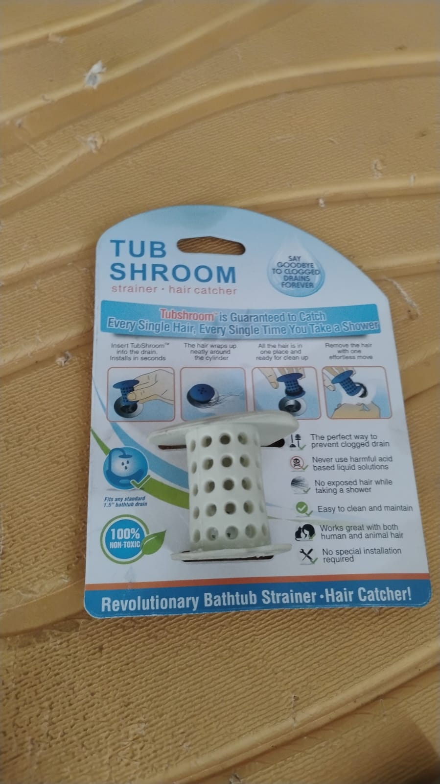 Wukusy universal tub drain hair catcher strainer in silver, designed to prevent hair clogs in home bathroom drains.