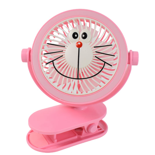 Wukusy USB portable mini desk fan with light, personal table fan for office, school, and home use, compact and lightweight.