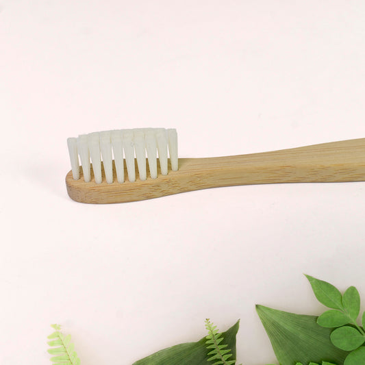 Wukusy wooden bamboo toothbrush with ultra-soft bristles, eco-friendly design, suitable for gentle oral cleaning.