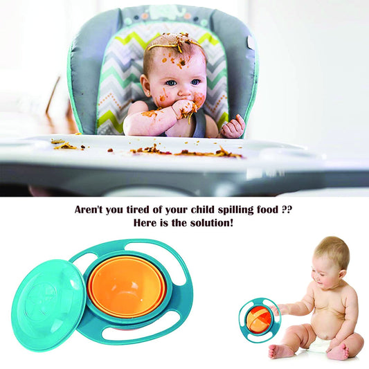 Wukusy portable non-spill toddler gyro bowl with 360-degree rotating dish, designed for easy feeding and mess-free meal times.