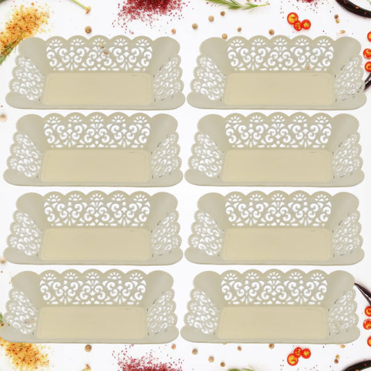 Set of 8 Wukusy rectangle plastic dinner plates for snacks, breakfast, and serving in home, restaurant, or office settings.