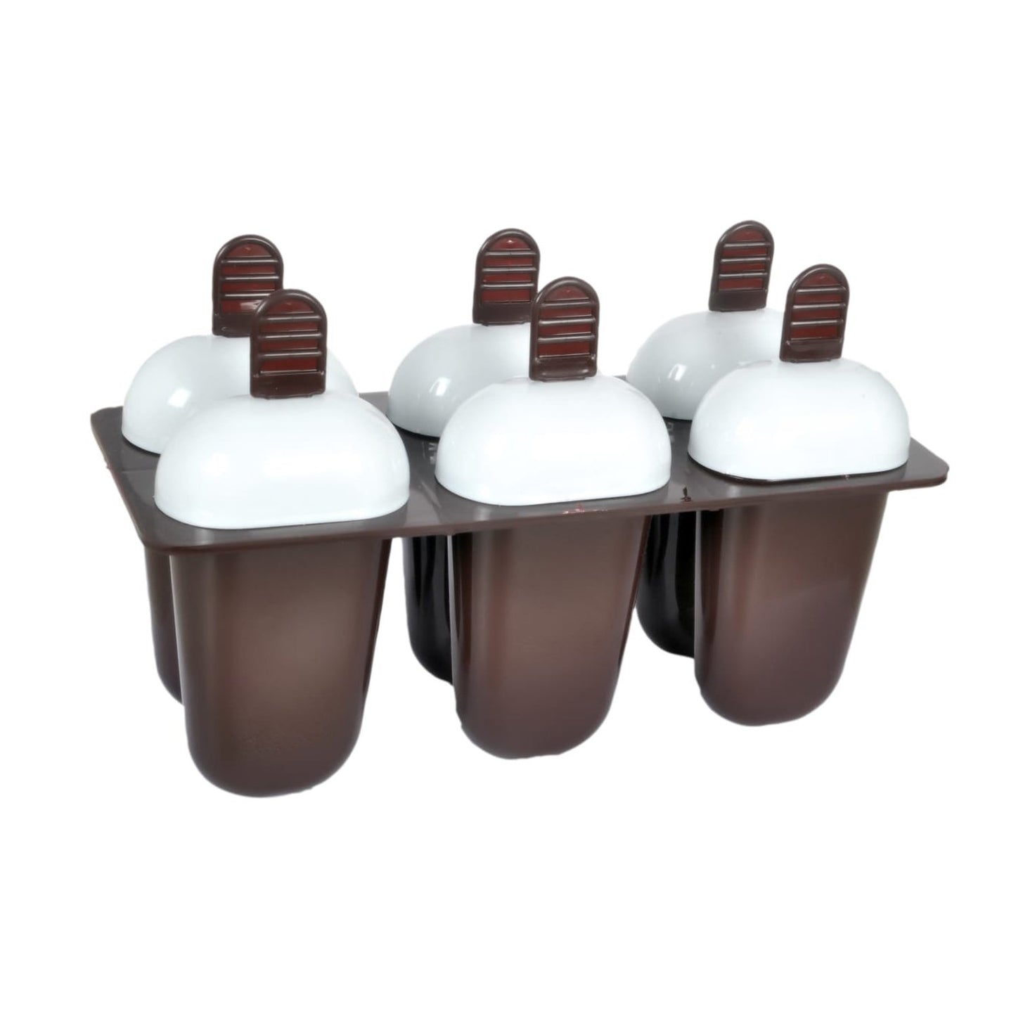 Wukusy plastic ice candy maker and kulfi moulds set with six multicolour cups for home kitchen use.