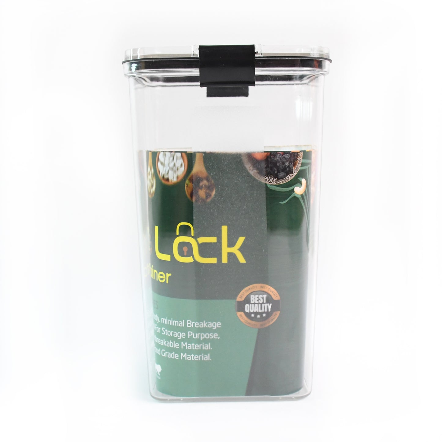 Wukusy 1700ml airtight plastic storage container for kitchen, with locking lid for fresh food storage.