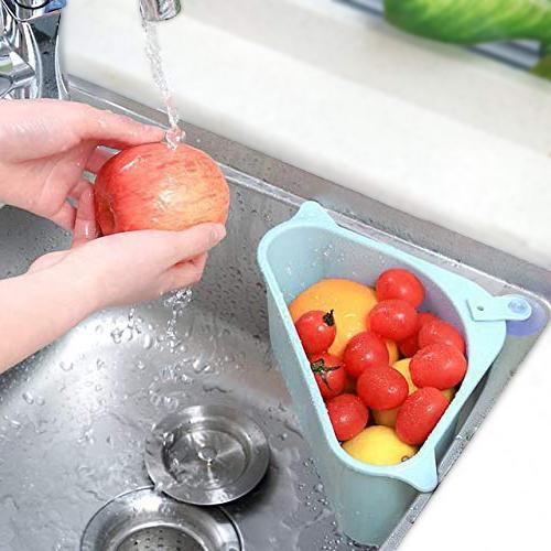 Wukusy triangular multi-functional sink drainer shelf for kitchen sink storage and organization in home and kitchen spaces.