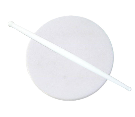 White plastic rolling belan for chapati making by Wukusy, ideal for rolling dough in kitchen cooking and baking.
