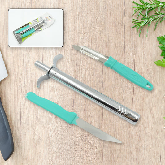 Wukusy 2159 3-in-1 kitchen combo with stainless steel knife, peeler, and kitchen lighter for versatile kitchen tasks