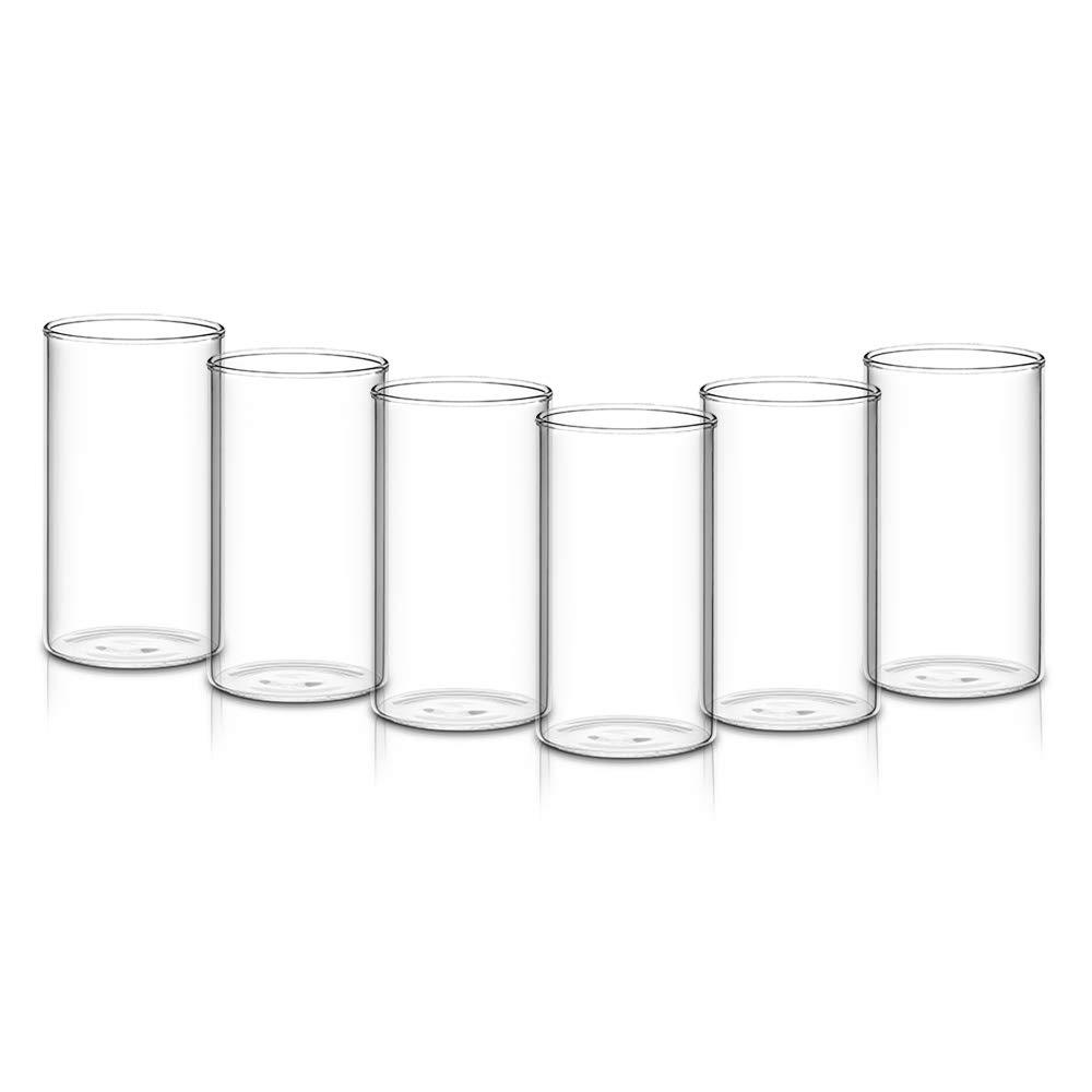 Set of 6 Wukusy 330ml clear plastic glasses, unbreakable, stylish, and fully transparent for home and kitchen use.