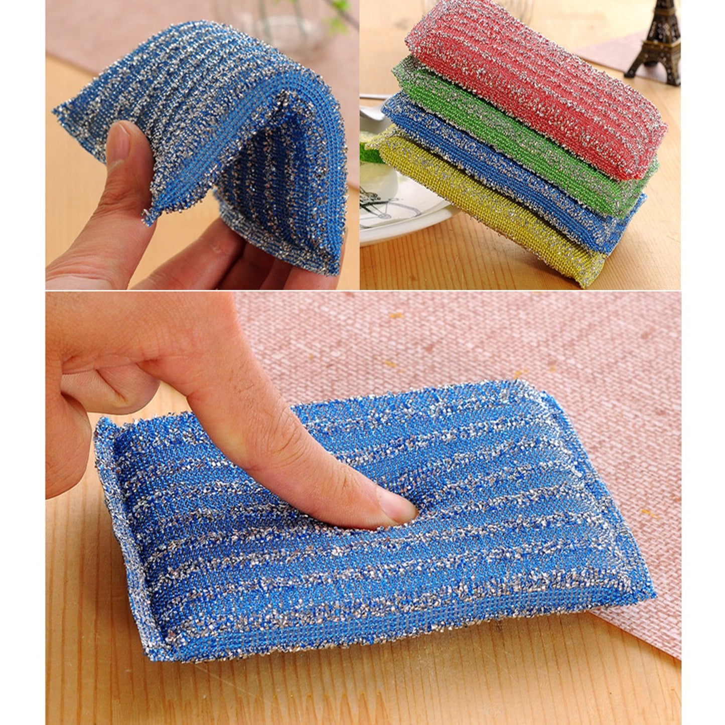 Wukusy scratch-proof kitchen utensil scrubber pads in a pack of 12, durable and gentle for cleaning pots and pans.