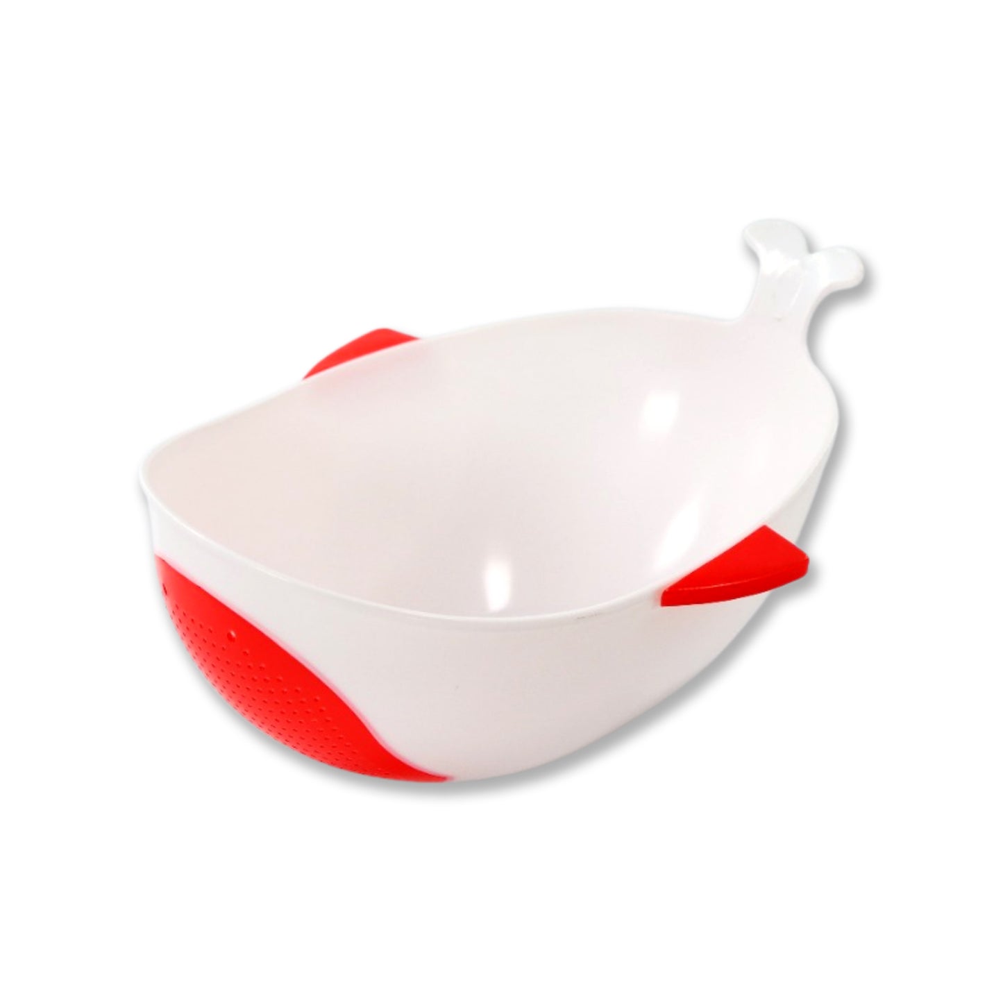 Wukusy plastic washing bowl and strainer for rice, pulses, fruits, vegetables, noodles, and pasta in a home kitchen setting.