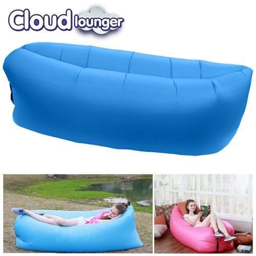 Wukusy 868 camping inflatable lounger sofa for outdoor relaxing, shown inflated with fabric surface and portable design.